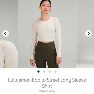 NWOT Lululemon Ebb to Street Long Sleeve - Natural Ivory